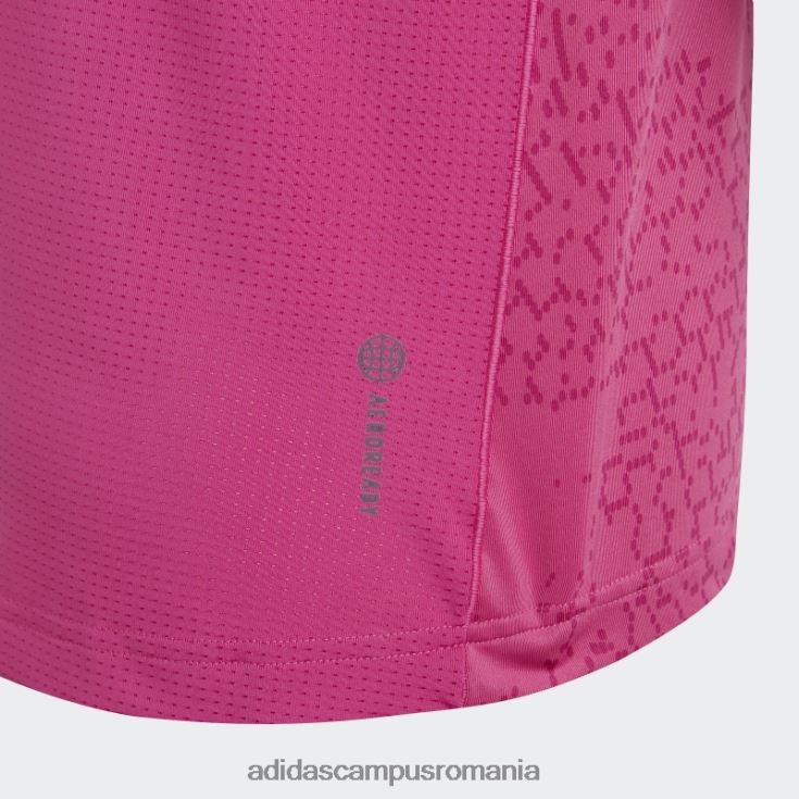 adidas campus romania tricou cu imprimeu peste tot cu 3 dungi aeroready fucsia adidas copii fucsia/carbon/argintiu J266N219161