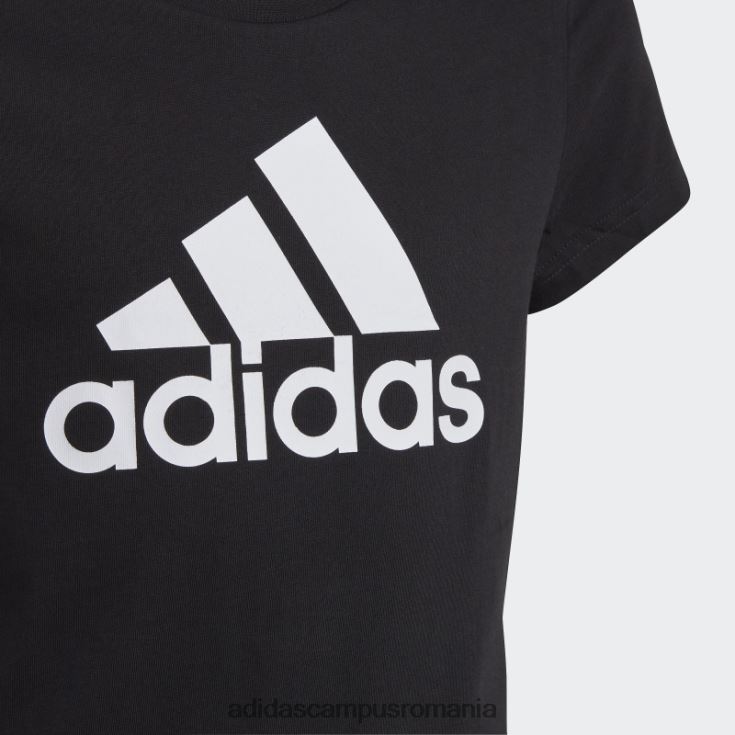 adidas campus romania tricou din bumbac negru essentials cu logo mare copii alb negru J266N212137