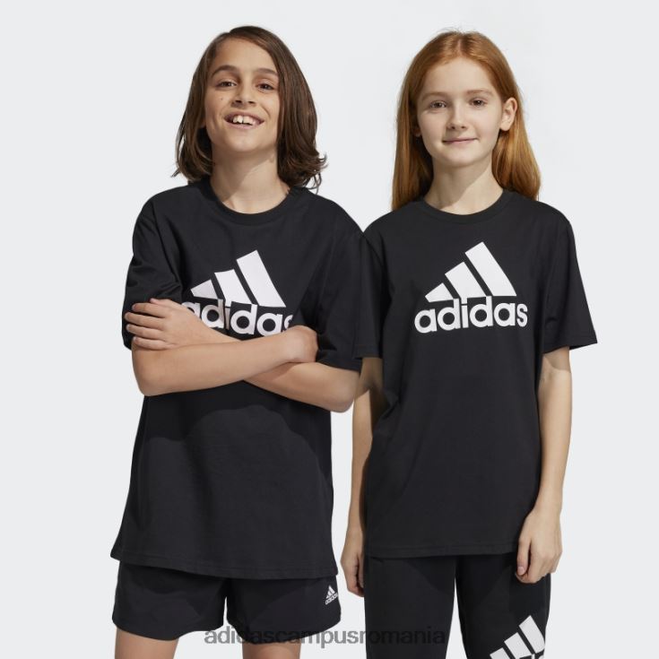 adidas campus romania tricou largi din bumbac, negru, cu logo mare, adidas copii alb negru J266N218513