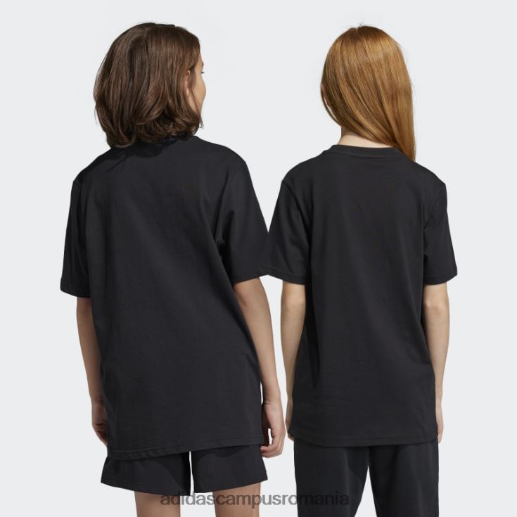 adidas campus romania tricou largi din bumbac, negru, cu logo mare, adidas copii alb negru J266N218513