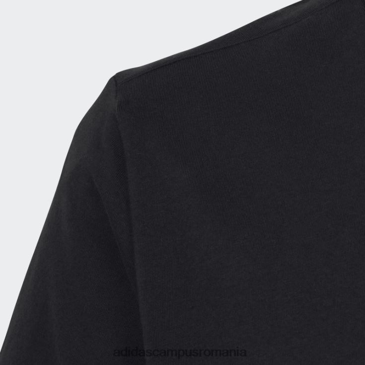 adidas campus romania tricou largi din bumbac, negru, cu logo mare, adidas copii alb negru J266N218513
