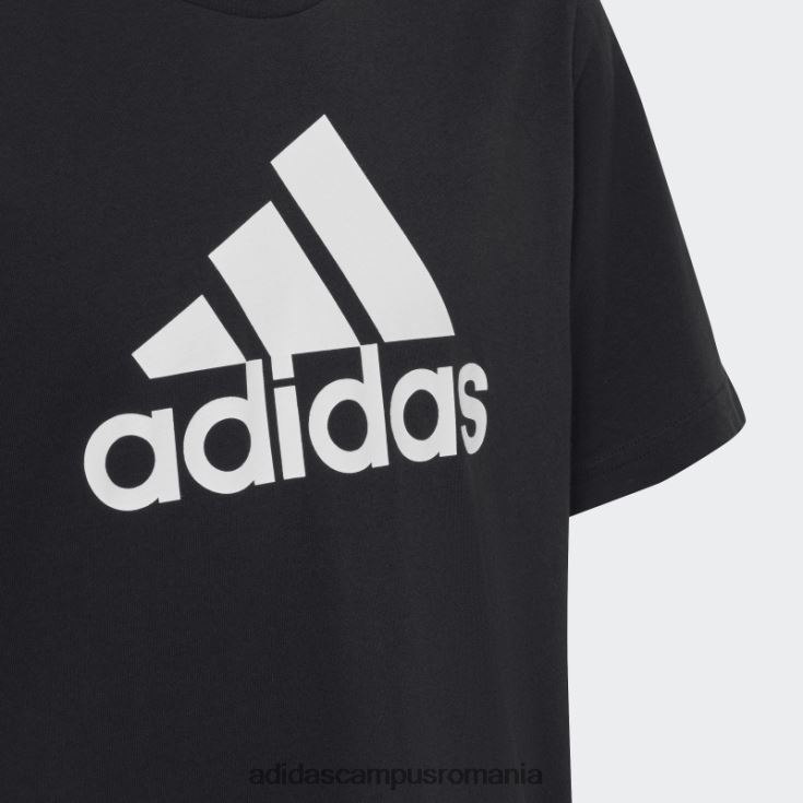 adidas campus romania tricou largi din bumbac, negru, cu logo mare, adidas copii alb negru J266N218513