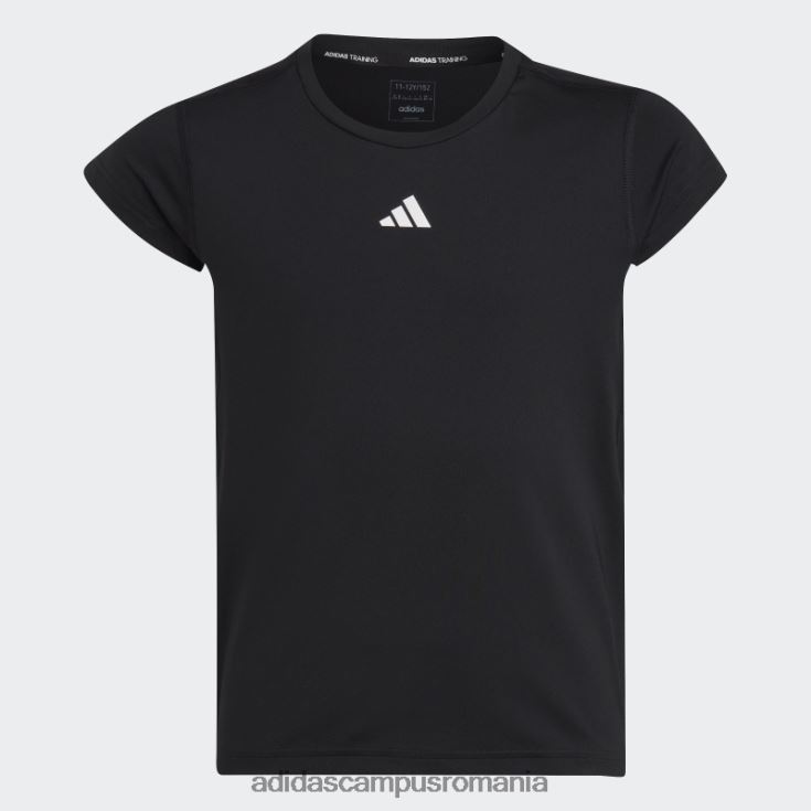 adidas campus romania tricou negru aeroready cu 3 dungi copii negru/alb/roz J266N219168