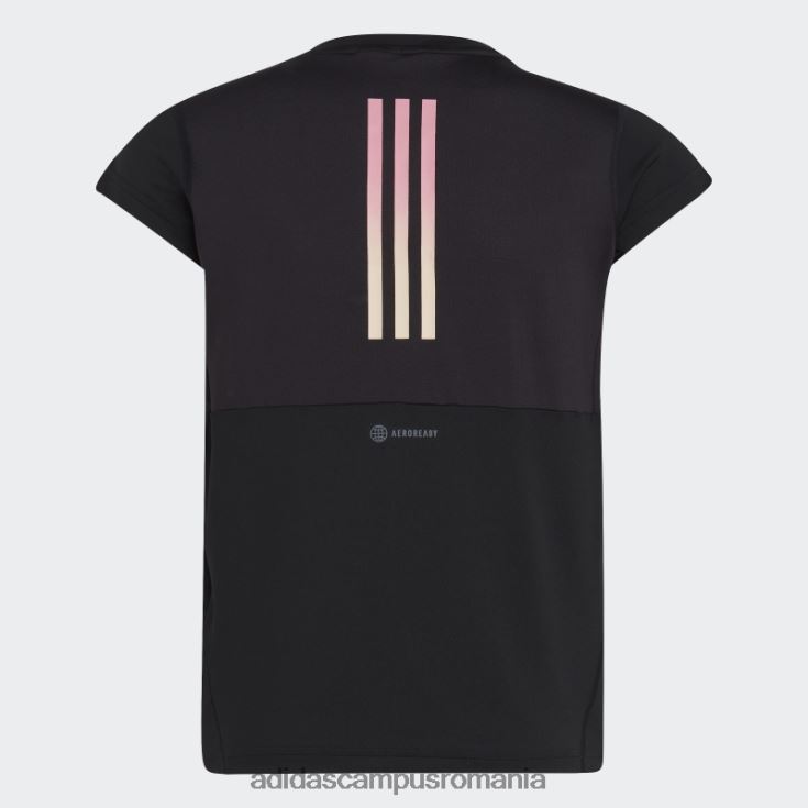 adidas campus romania tricou negru aeroready cu 3 dungi copii negru/alb/roz J266N219168