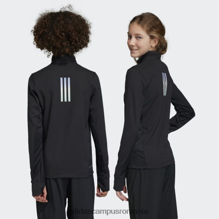 adidas campus romania tricou negru aeroready cu jumătate de fermoar cu mânecă lungă adidas copii negru argintiu J266N218597