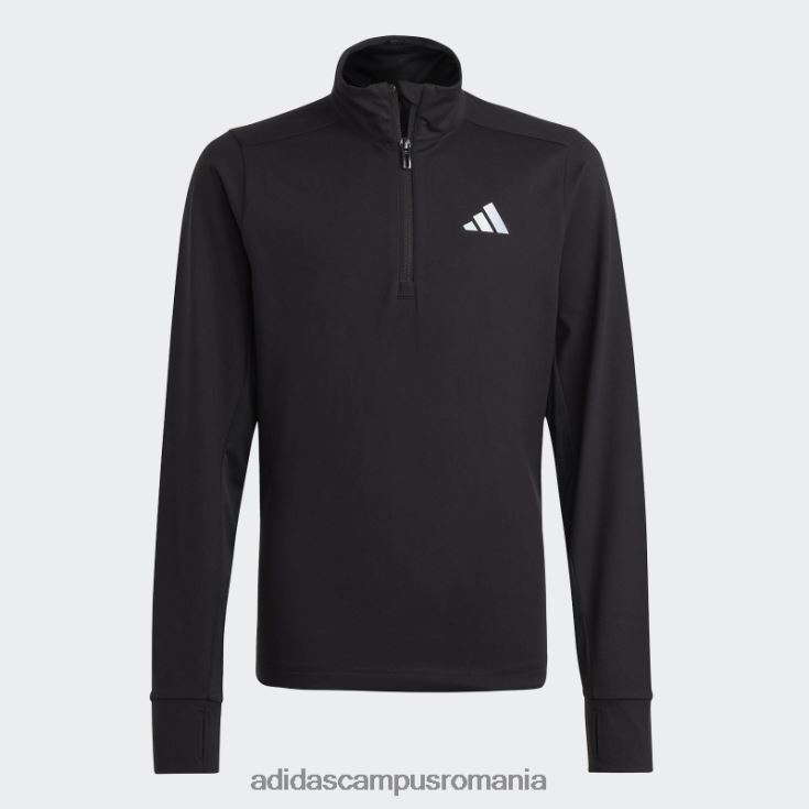 adidas campus romania tricou negru aeroready cu jumătate de fermoar cu mânecă lungă adidas copii negru argintiu J266N218597