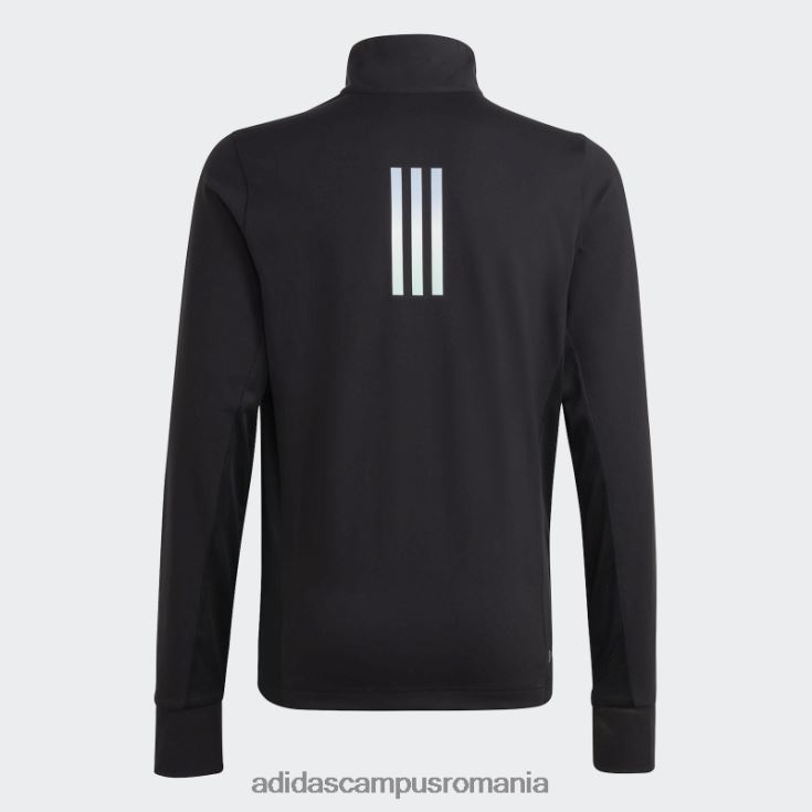 adidas campus romania tricou negru aeroready cu jumătate de fermoar cu mânecă lungă adidas copii negru argintiu J266N218597
