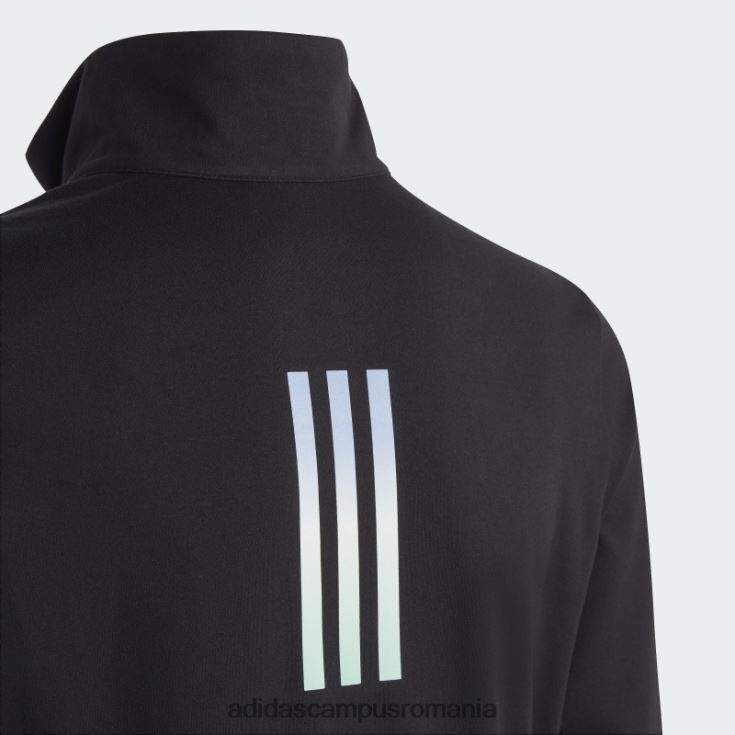adidas campus romania tricou negru aeroready cu jumătate de fermoar cu mânecă lungă adidas copii negru argintiu J266N218597