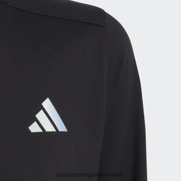 adidas campus romania tricou negru aeroready cu jumătate de fermoar cu mânecă lungă adidas copii negru argintiu J266N218597