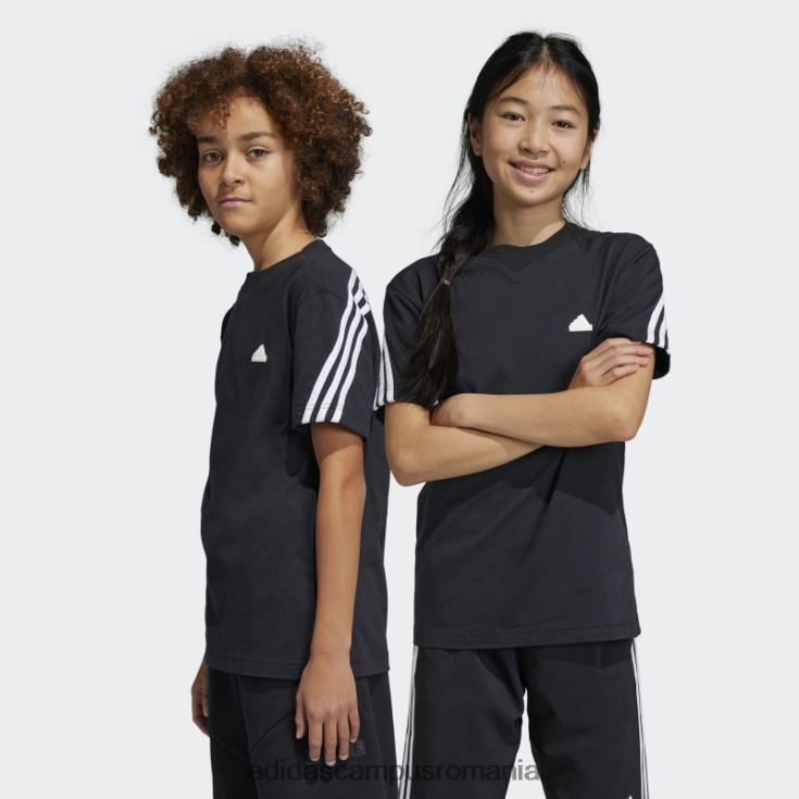 adidas campus romania tricou negru cu 3 dungi cu icoane viitoare copii alb negru J266N218725