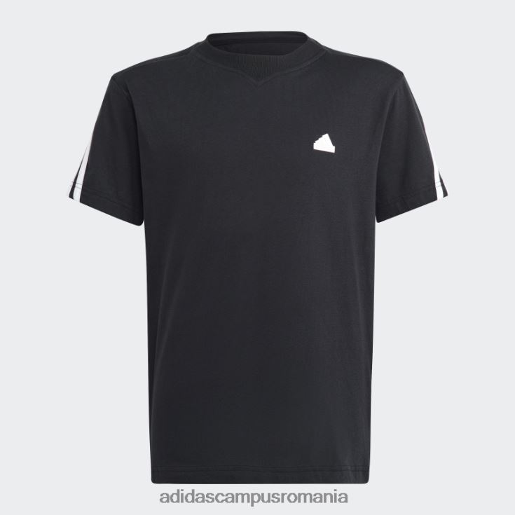 adidas campus romania tricou negru cu 3 dungi cu icoane viitoare copii alb negru J266N218725