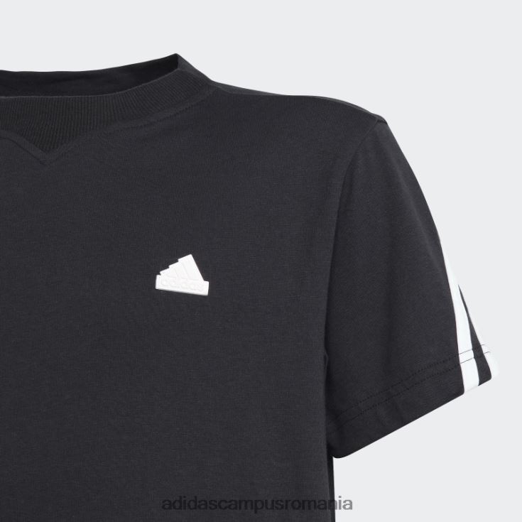 adidas campus romania tricou negru cu 3 dungi cu icoane viitoare copii alb negru J266N218725