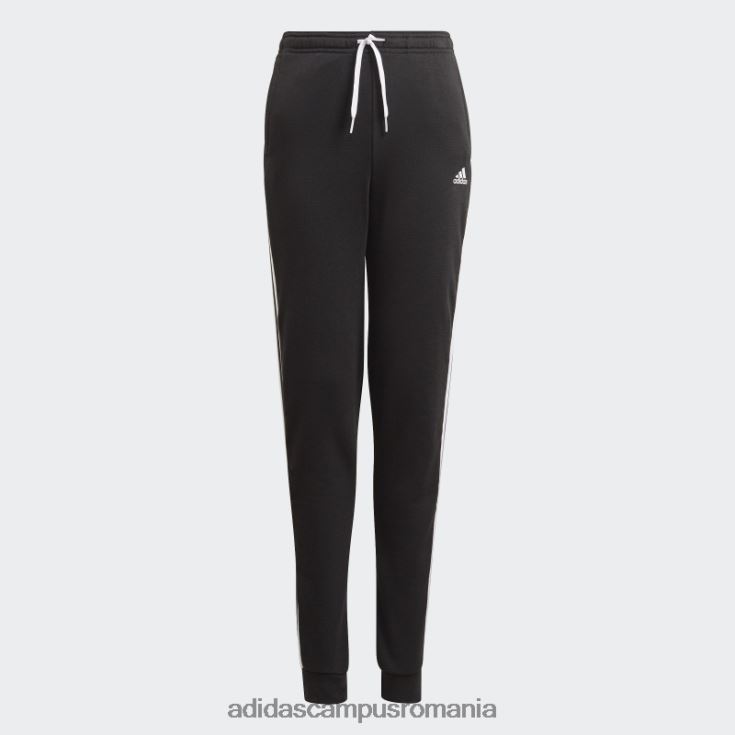 adidas campus romania black essentials 3 dungi pantaloni french terry fierbinte copii alb negru J266N212051