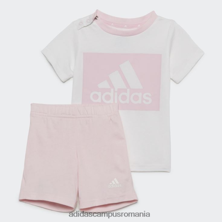 adidas campus romania set de tricou și pantaloni scurți alb adidas copii alb/roz J266N211988