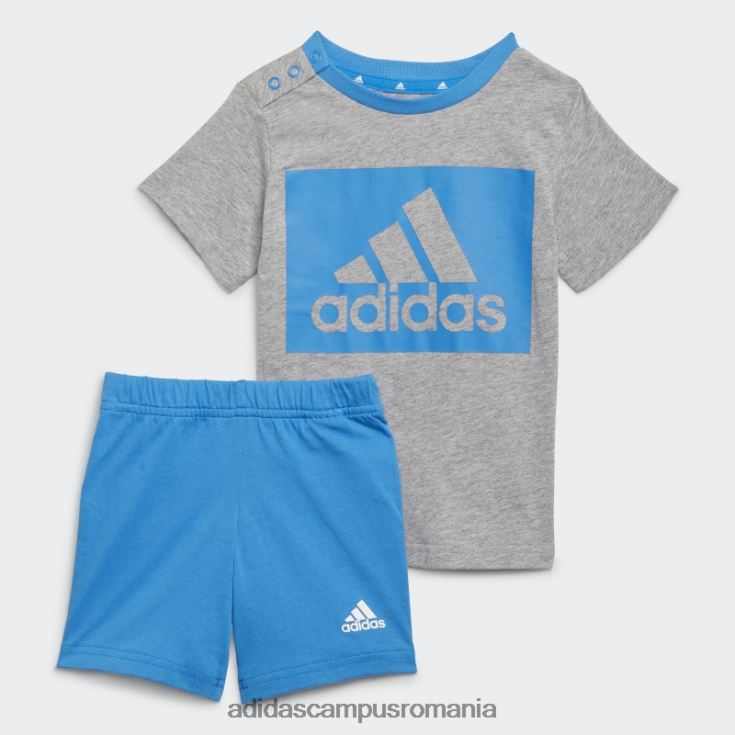 adidas campus romania set de tricou și pantaloni scurți gri mediu copii gri/albastru mediu J266N211896