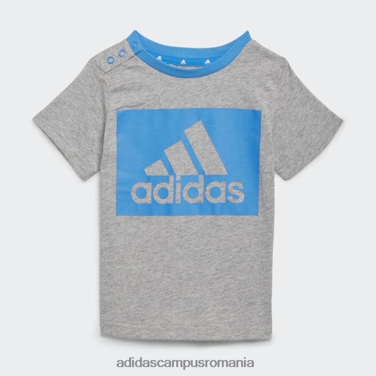 adidas campus romania set de tricou și pantaloni scurți gri mediu copii gri/albastru mediu J266N211896