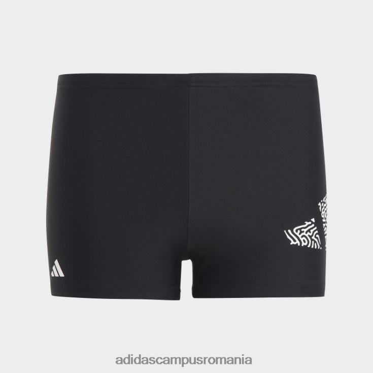 adidas campus romania boxeri negri de înot cu logo cu 3 bare copii alb negru J266N218509
