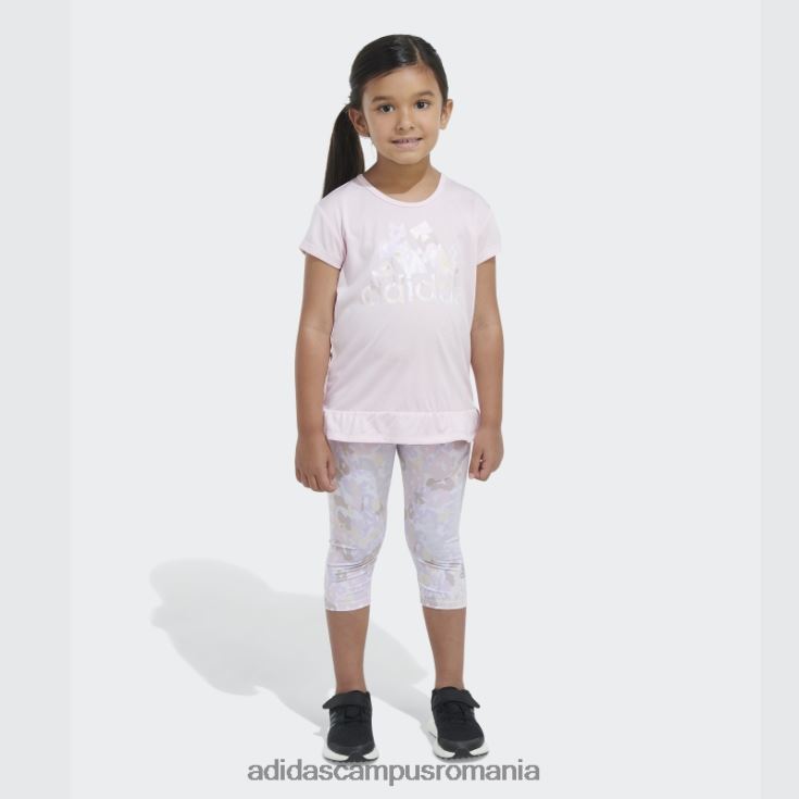 adidas campus romania Tricou roz mélange și set capri cu imprimeu peste tot copii roz J266N212082