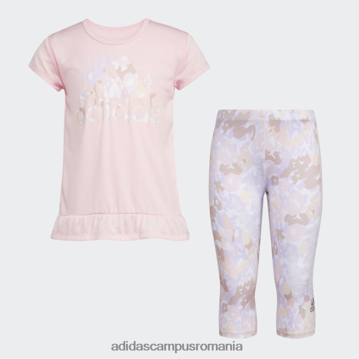 adidas campus romania Tricou roz mélange și set capri cu imprimeu peste tot copii roz J266N212082