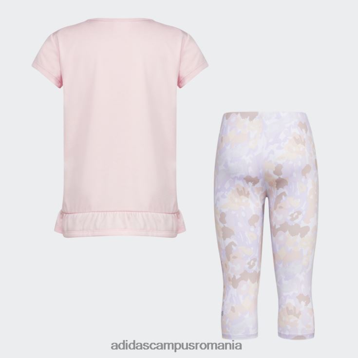adidas campus romania Tricou roz mélange și set capri cu imprimeu peste tot copii roz J266N212082