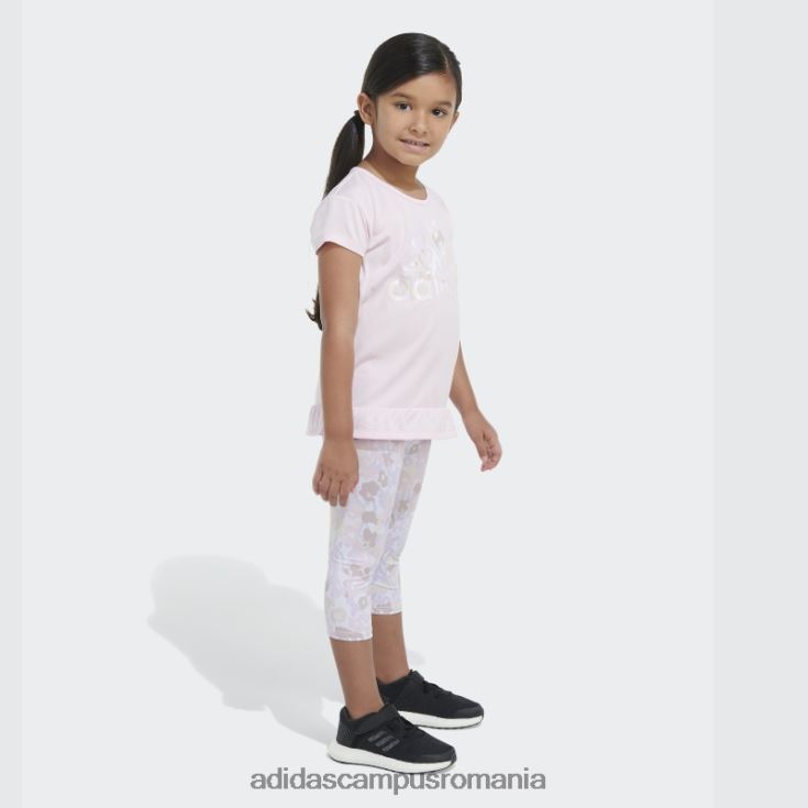 adidas campus romania Tricou roz mélange și set capri cu imprimeu peste tot copii roz J266N212082