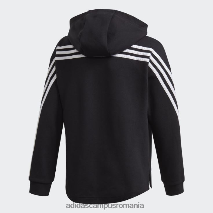 adidas campus romania hanorac negru cu fermoar complet cu 3 dungi copii alb negru J266N23473