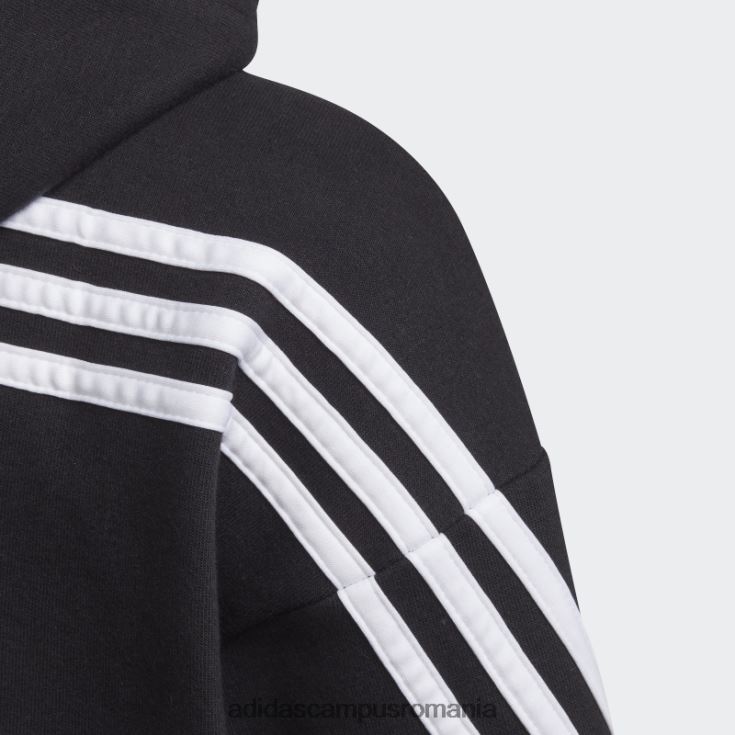 adidas campus romania hanorac negru cu fermoar complet cu 3 dungi copii alb negru J266N23473