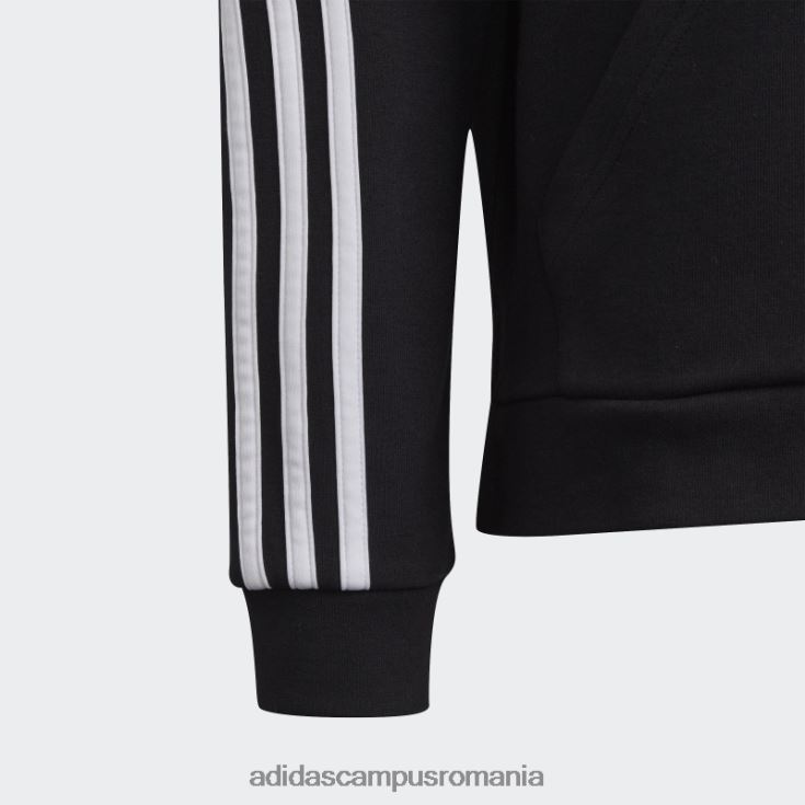 adidas campus romania hanorac negru cu fermoar complet cu 3 dungi copii alb negru J266N23473