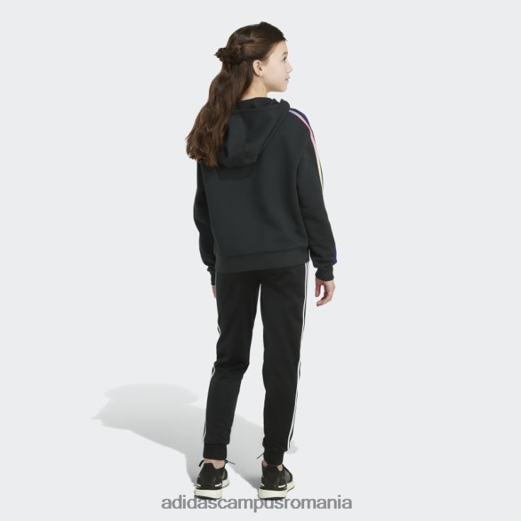 adidas campus romania hanorac negru multicolor cu 3 dungi fleece copii negru J266N212179