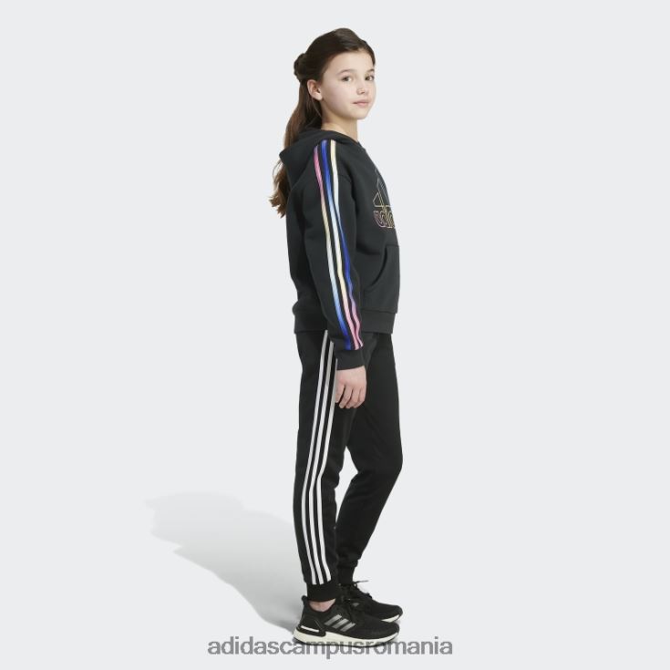 adidas campus romania hanorac negru multicolor cu 3 dungi fleece copii negru J266N212179