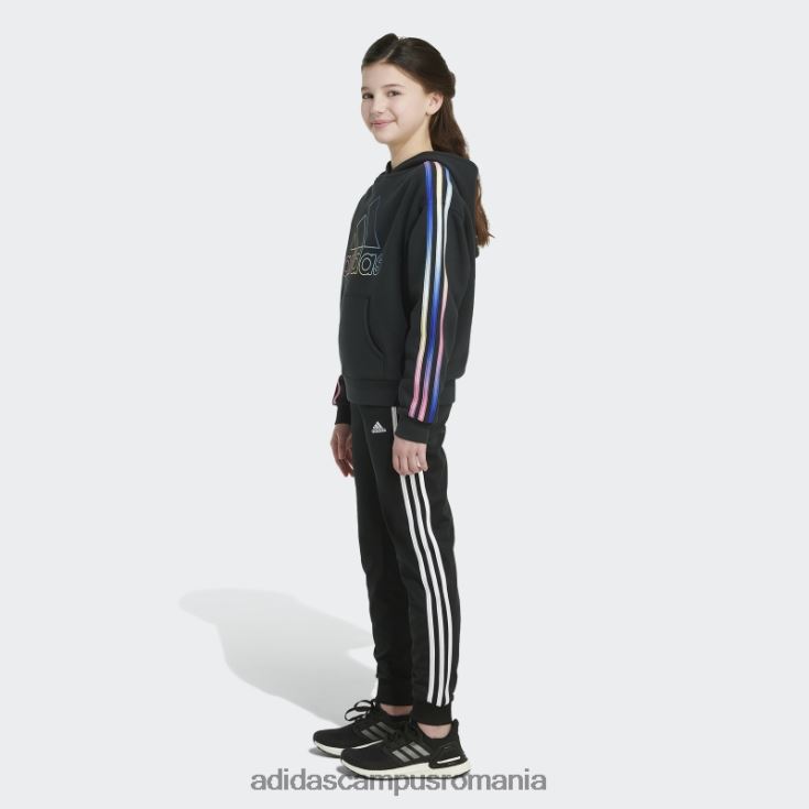 adidas campus romania hanorac negru multicolor cu 3 dungi fleece copii negru J266N212179
