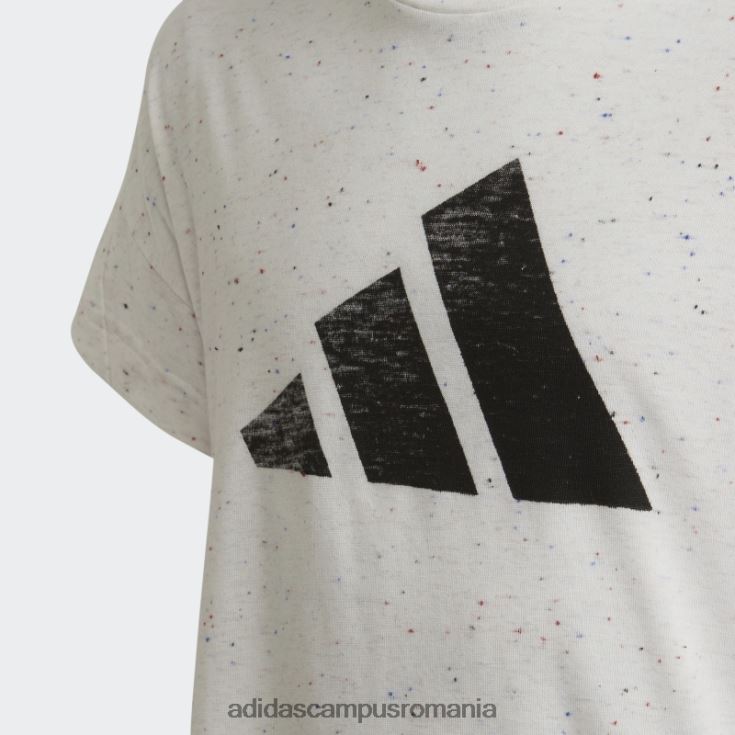 adidas campus romania icoane viitoare 3 dungi tricou liber din bumbac alb melange copii alb melange/negru J266N212163
