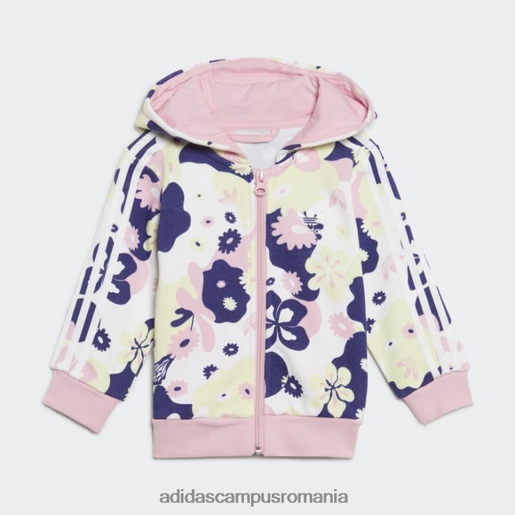 adidas campus romania Set de hanorace cu fermoar complet cu imprimeu alb copii alb/roz adevărat/lime/indigo J266N219288