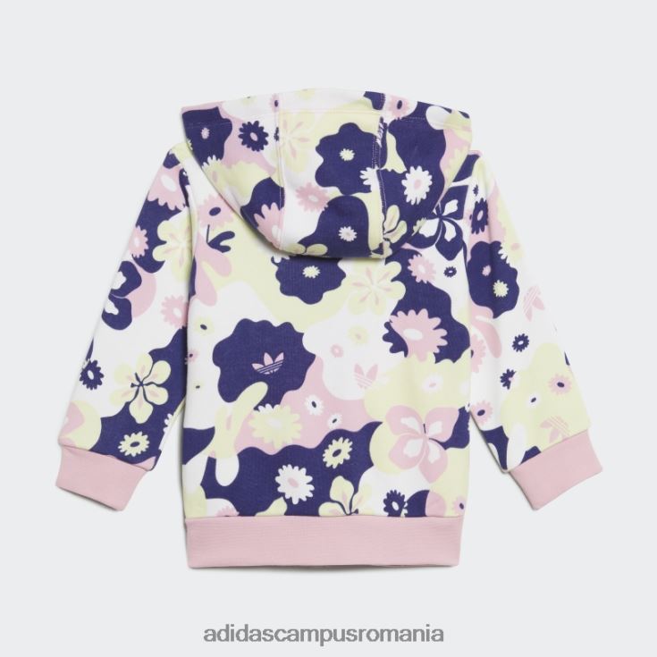 adidas campus romania Set de hanorace cu fermoar complet cu imprimeu alb copii alb/roz adevărat/lime/indigo J266N219288
