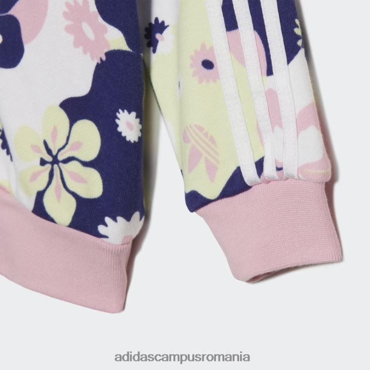 adidas campus romania Set de hanorace cu fermoar complet cu imprimeu alb copii alb/roz adevărat/lime/indigo J266N219288