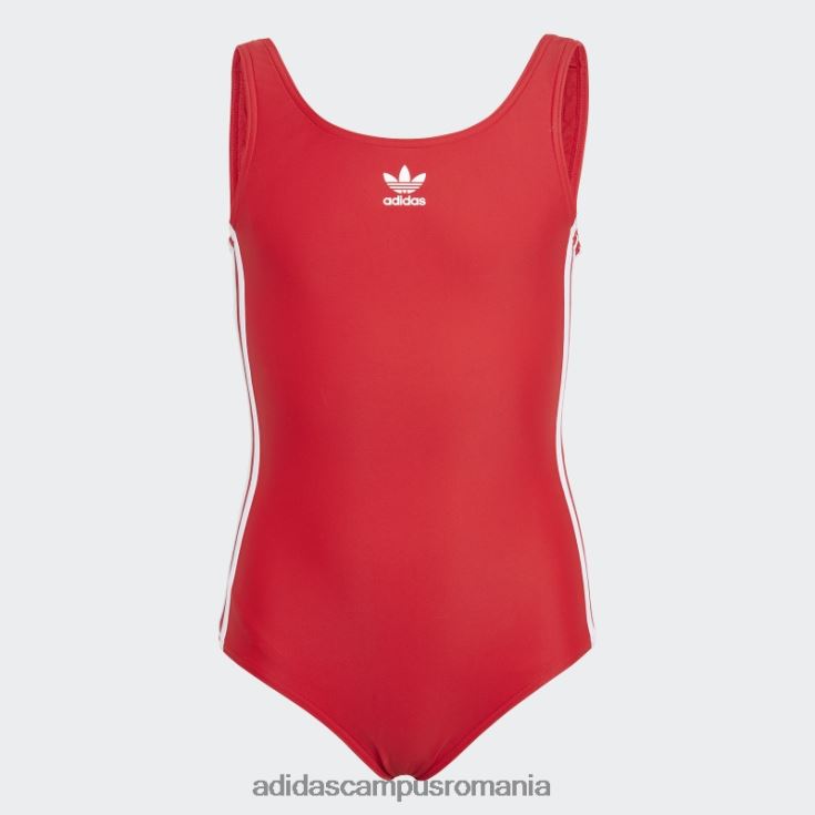 adidas campus romania costum de baie scarlet originals adicolor cu 3 dungi copii stacojiu/alb J266N219211