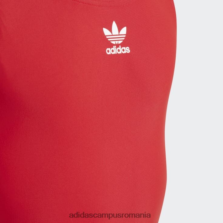 adidas campus romania costum de baie scarlet originals adicolor cu 3 dungi copii stacojiu/alb J266N219211