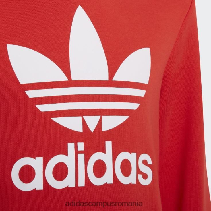 adidas campus romania hanoraș alb trefoil fashion copii rosu alb J266N218853