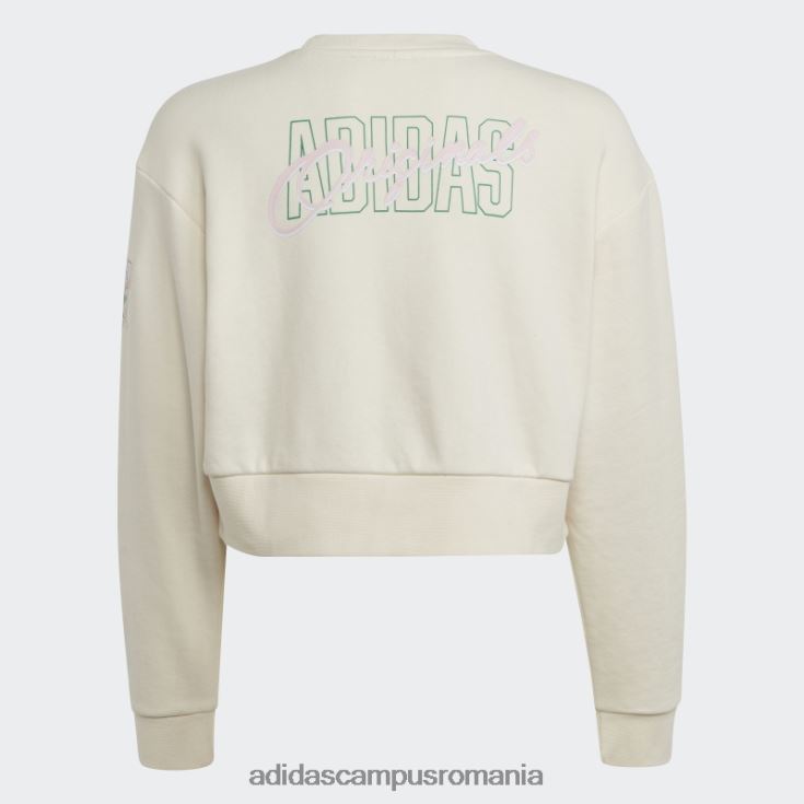 adidas campus romania hanorac alb cu imprimeu grafic crop crew adidas copii alb J266N219287