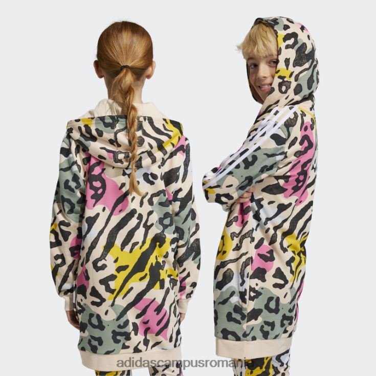 adidas campus romania hanorac cu fermoar alungit cu imprimeu animal nisip copii nisip/multicolor/alb J266N211729