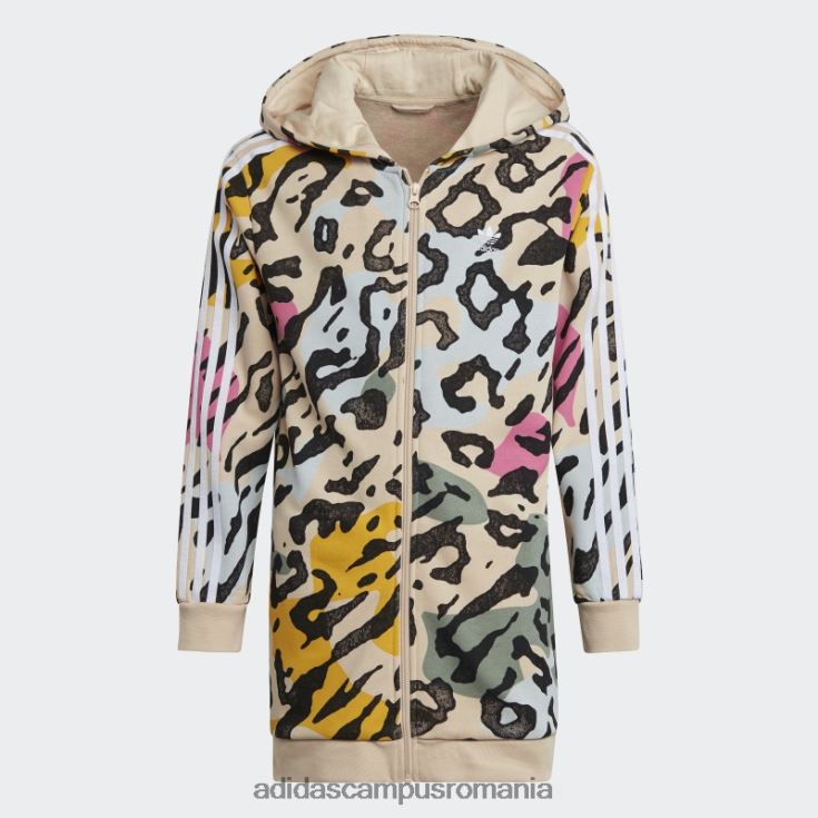 adidas campus romania hanorac cu fermoar alungit cu imprimeu animal nisip copii nisip/multicolor/alb J266N211729
