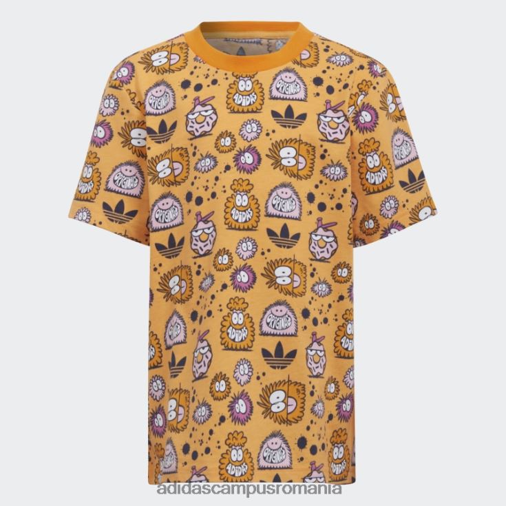 adidas campus romania hazy orange x kevin lyons pantaloni scurți și set de tricou la modă copii portocaliu neclar/multicolor J266N212003