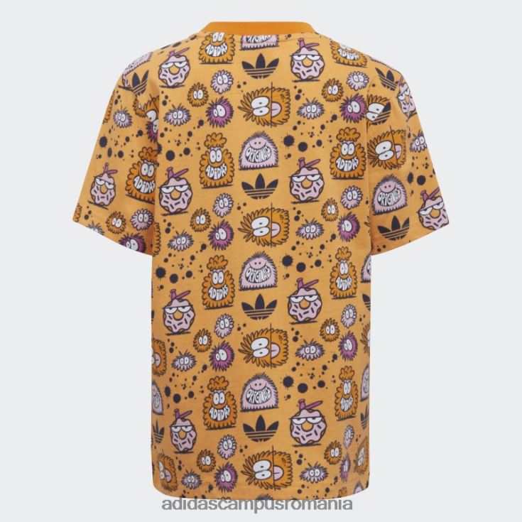 adidas campus romania hazy orange x kevin lyons pantaloni scurți și set de tricou la modă copii portocaliu neclar/multicolor J266N212003