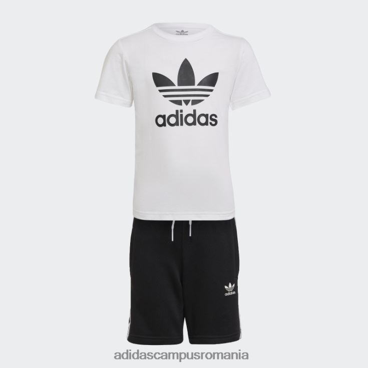 adidas campus romania pantaloni scurți și set de tricou adicolor albi copii alb negru J266N218365