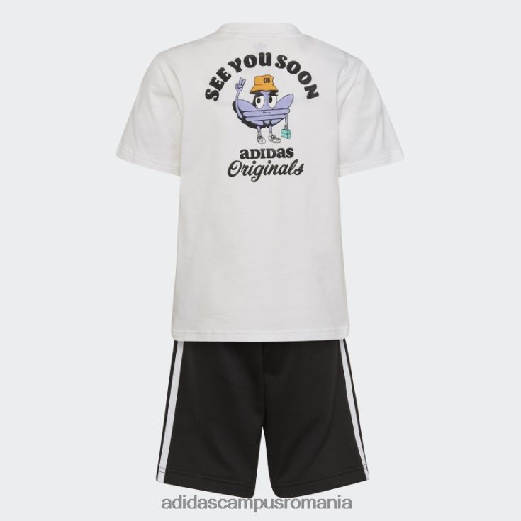 adidas campus romania pantaloni scurți și set de tricou alb copii alb J266N218854