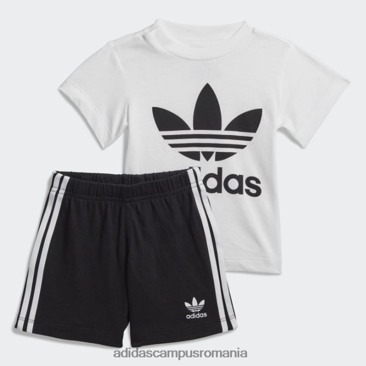 adidas campus romania pantaloni scurți trefoil tee set negru fashion copii alb negru J266N23311