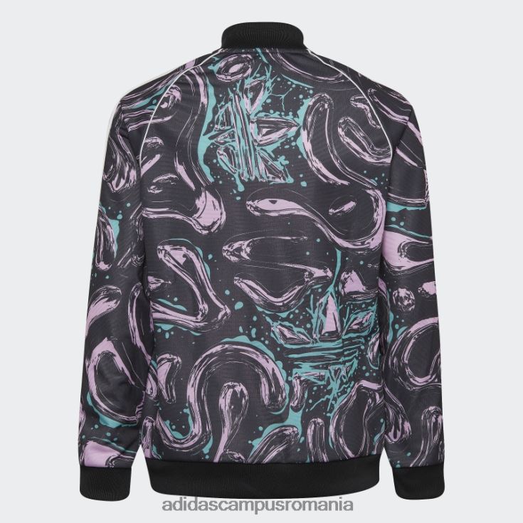 adidas campus romania peste tot cu imprimeu sst track top negru copii papură neagră/liliac/mentă J266N219225