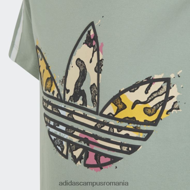adidas campus romania rochie tricou cu imprimeu animal verde argintiu copii verde argintiu J266N211653