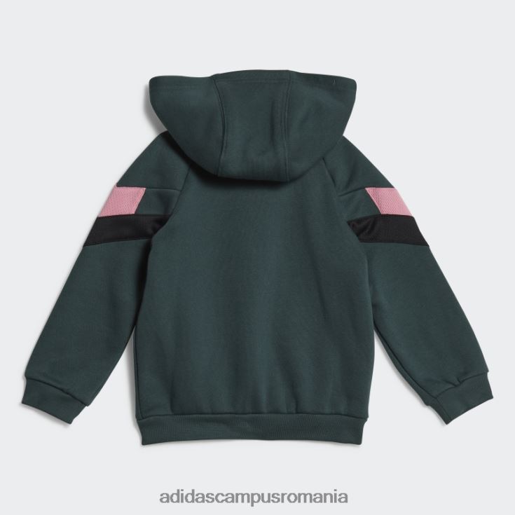 adidas campus romania set de hanorace cu fermoar complet verde mineral copii verde mineral/negru/roz J266N218817