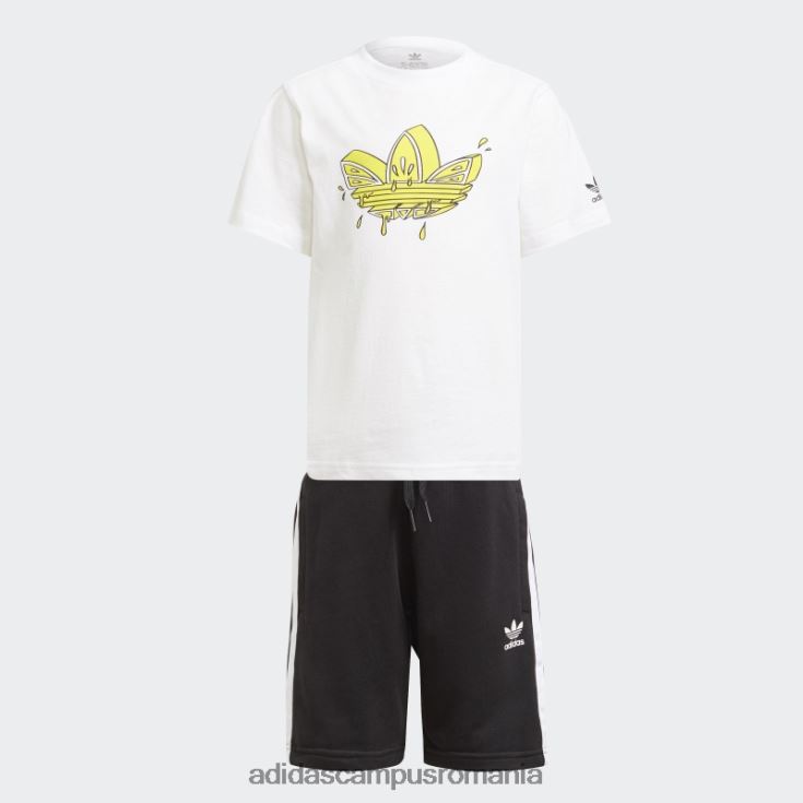 adidas campus romania set de tricou cu trifoil grafic alb copii alb/multicolor J266N218889